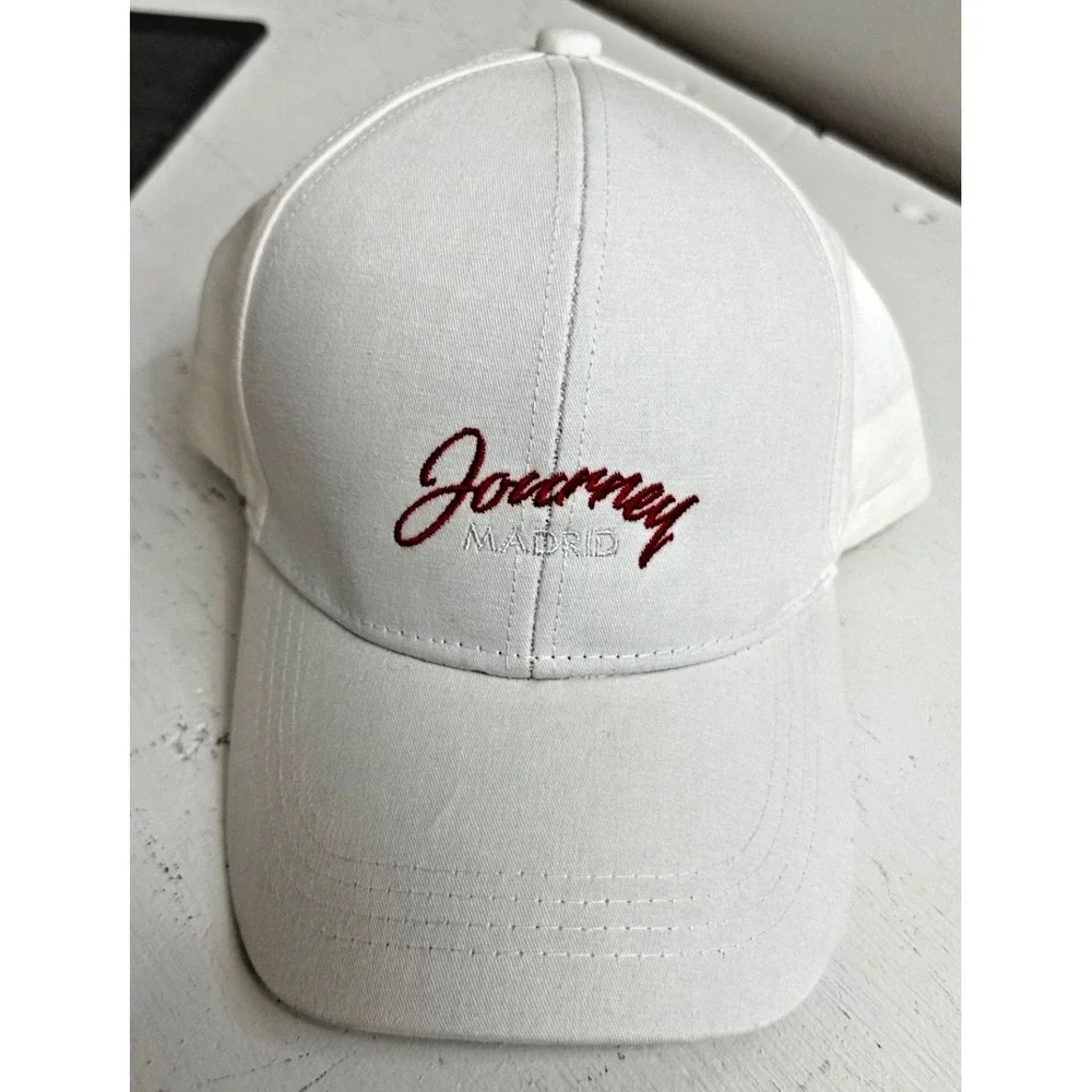 unbranded mens slideback Golf hat white Madrid Journey logo